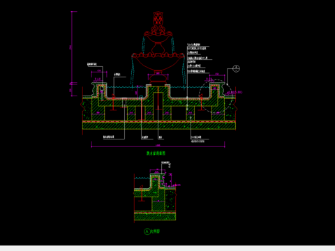  跌水水盆cad大样图 