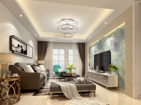  金色港湾现代客餐厅卧室CAD施工图 