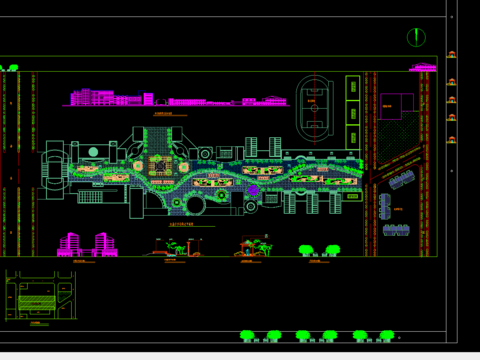  步行街总平面图cad图库 