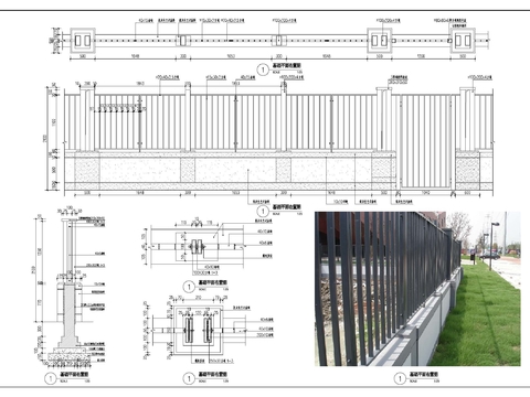  铁艺围墙cad大样图 