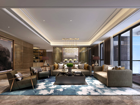  后现代深圳湾CAD施工图+效果图 