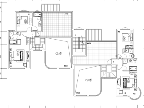  居住小区7种户型平面CAD施工图 