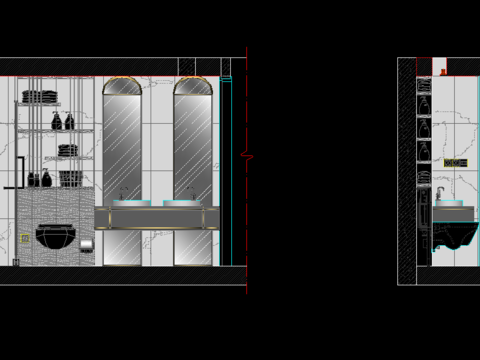  卫生间浴室cad立面图 