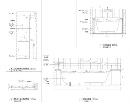  卫生间小便斗节点CAD施工图 