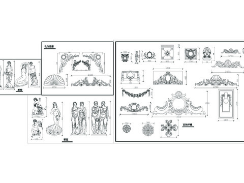  花式浮雕及雕塑造型CAD节点大样 