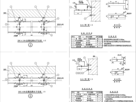  电缆桥架垂直段墙上安装CAD详图 