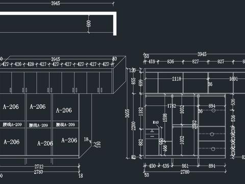  床头柜生产加工图纸 