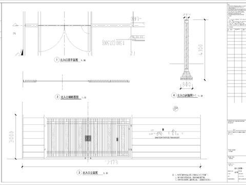  小区入口cad大样图 
