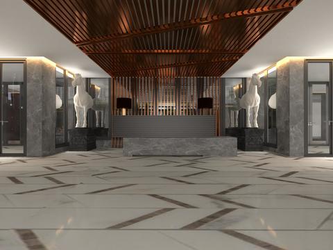  澳门商业街会所2600㎡全套CAD施工图+效果图 