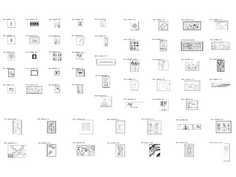  现代风格挂画立面cad图库 