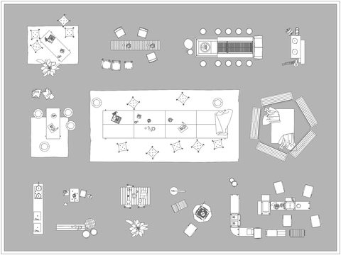  户外露营设施庭院桌椅cad图库 