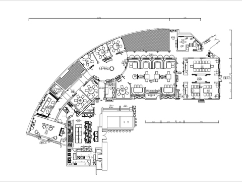  800㎡高端火锅店cad平面图 
