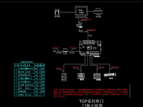  门禁系统cad施工图 