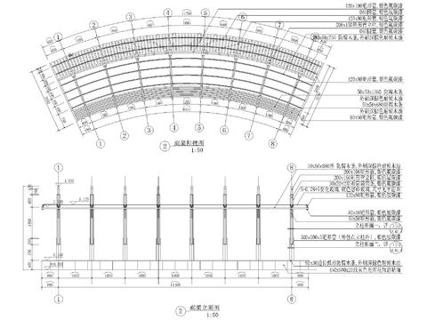  四种廊架做法cad施工图 
