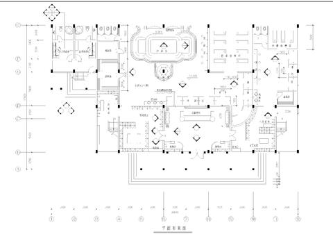  860㎡汤泉 桑拿 洗浴中心cad施工图 