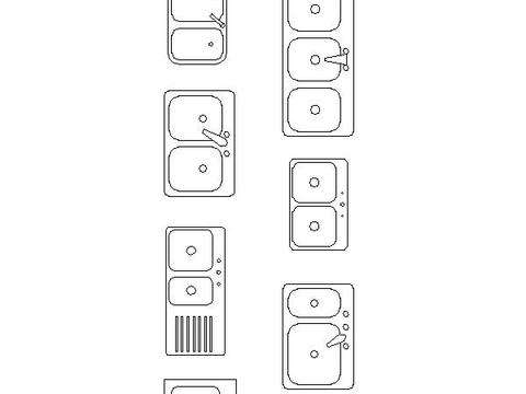  厨房洗涤槽图块CAD图纸 