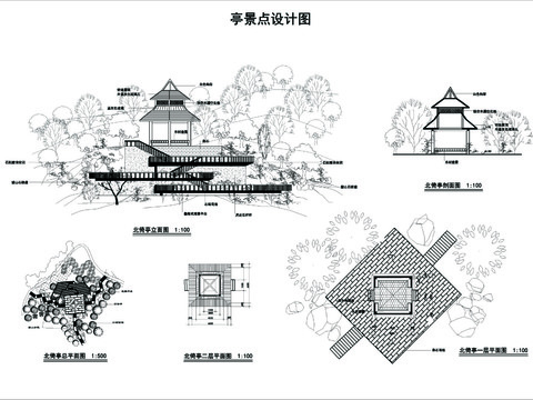 公园亭景点设计节点大样 