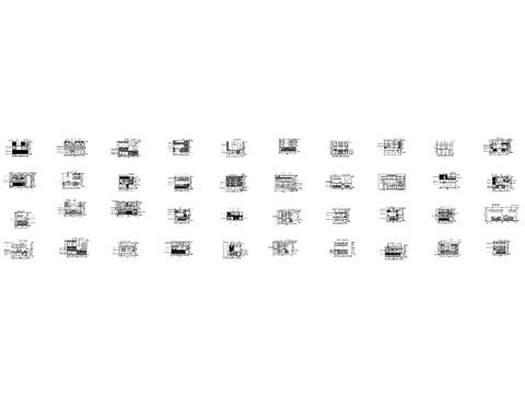  现代厨房立面施工图库 橱柜cad图库 
