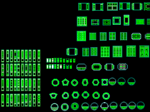  中式古典屏风窗户CAD图库 