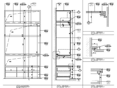  装饰柜剖面大样详图 装饰柜详图 书柜cad大样图 