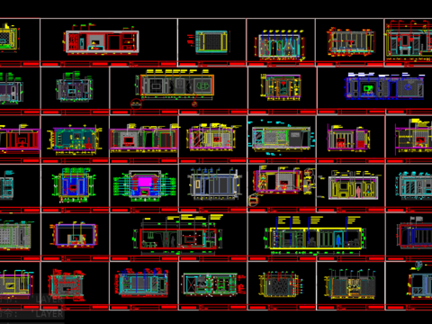  电视沙发床头背景立面CAD施工图 