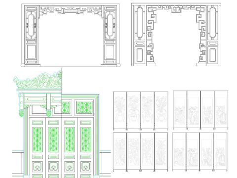  中式屏风cad图库 