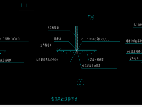  墙与基础连接节点大样 