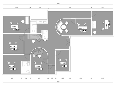  办公区 直播间cad平面图 