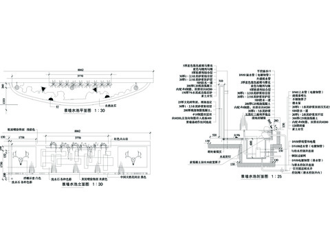  景墙水池CAD施工图 