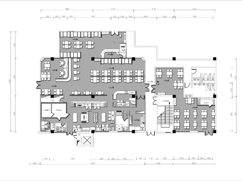  600㎡现代面馆餐厅cad平面图 