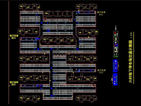  地下车库cad平面图 