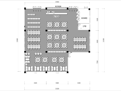  500㎡图书馆cad平面图 