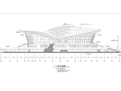  四层大型体育馆建筑cad施工图 