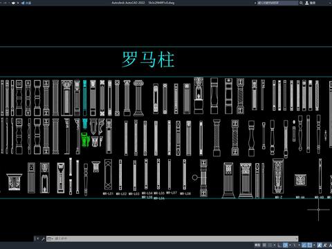  CAD罗马线条设计 罗马柱节点大样 