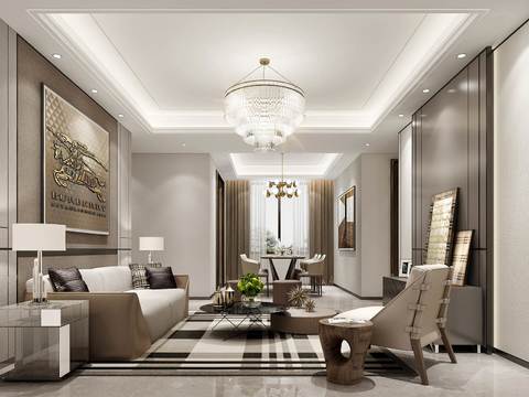  120㎡家装平层CAD施工图+效果图+材料表 