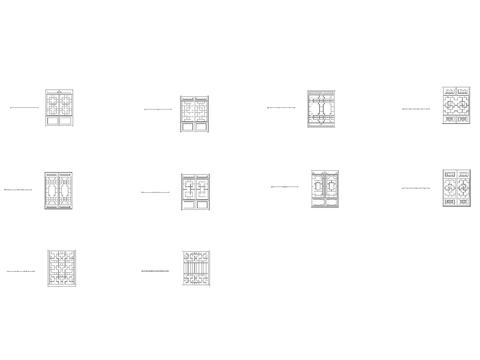  中式方格纹理隔断 屏风平面图cad图库 