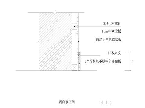  不锈钢踢脚线节点大样图 