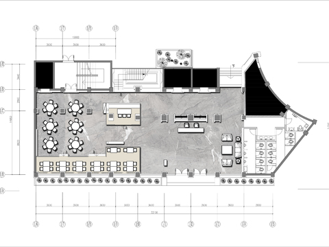  700㎡两层港式茶餐厅cad平面图 