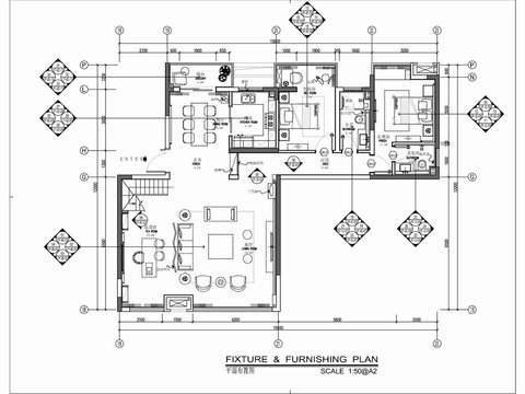  新中式复式两层家装CAD施工图 
