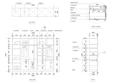  主卧衣柜cad立面图 