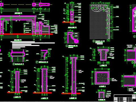  景墙节点大样cad施工图 