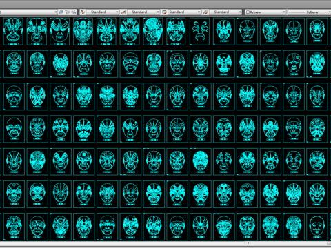  中式京剧脸谱cad图库 