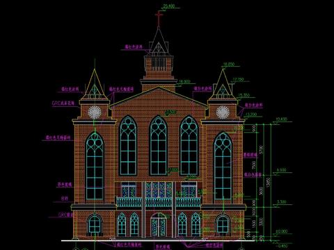  歐式建堂建筑全套cad施工圖 