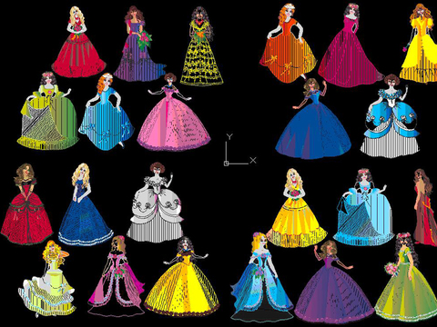  卡通公主cad图库 