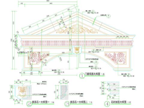  歐式 U形入口門樓CAD施工圖 