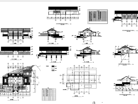 渡假村茶室cad施工图 