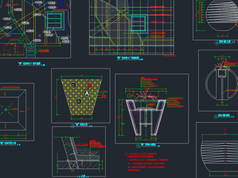  花钵“福”CAD大样图 