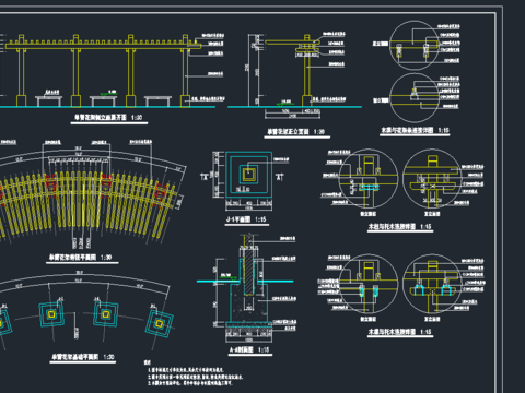  单臂花架设计cad施工图 