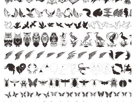  翅膀图案cad图库 