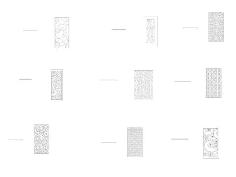  中式弧形纹理隔断 屏风cad图库 